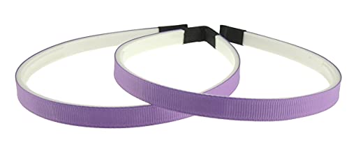 Glamour Girlz Haarreif für Damen und Mädchen, geripptes Satinband, 10 mm, mit weißen Zähnen, Violett, 2 Stück von Glamour Girlz