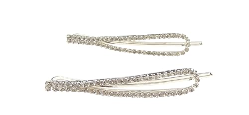 Haarspangen für Damen, glitzernd, oval, silberfarben, 2 Stück von Glamour Girlz
