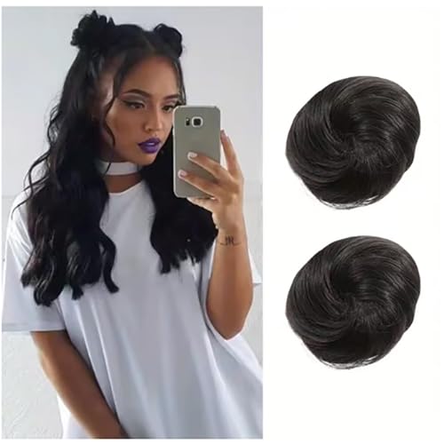 Haarteile und Extensions mit natürlichem Look, 2 PCS Mini Claw Clip in Messy & Cat Ears Hair Bun Extensions Wig Accessory Updo Hairpieces for Women Girls,Clip-In-Pferdeschwanz-Extensions aus Echthaar von Glamour Haven