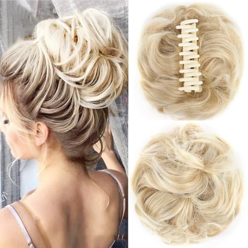 Haarteile und Extensions mit natürlichem Look, Abnehmbare Perücke for Damen, Kugelkopf, Spulenhaarring, Dutt mit Halteklammer – 70 g, flauschiger und unordentlicher Haarbeutel,Clip-In-Pferdeschwanz-E von Solunovia