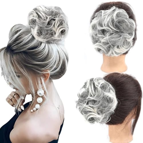 Haarteile und Extensions mit natürlichem Look, Abnehmbare Perücke for Damen, Kugelkopf, Spulenhaarring, Dutt mit Halteklammer – 70 g, flauschiger und unordentlicher Haarbeutel,Clip-In-Pferdeschwanz-E von Glamour Haven