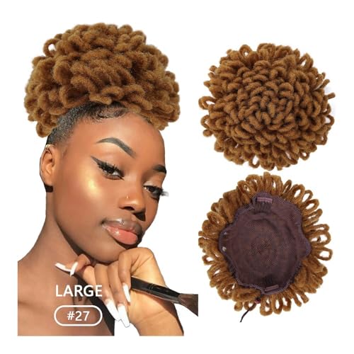 Haarteile und Extensions mit natürlichem Look, Clip-In-Haarknoten for schwarze Frauen, synthetischer Pferdeschwanz mit Kordelzug,Clip-In-Pferdeschwanz-Extensions aus Echthaar(Brown) von Glamour Haven