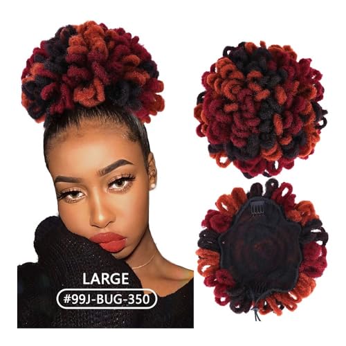 Haarteile und Extensions mit natürlichem Look, Clip-In-Haarknoten for schwarze Frauen, synthetischer Pferdeschwanz mit Kordelzug,Clip-In-Pferdeschwanz-Extensions aus Echthaar(Red black) von Glamour Haven