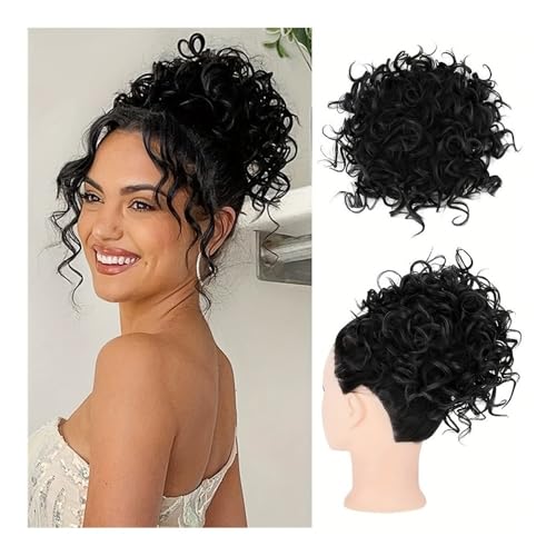 Haarteile und Extensions mit natürlichem Look, Damen-Haarknoten mit lockigem Haar, europäischer und amerikanischer unordentlicher, kleiner, gekräuselter Kunstfaser-Perücken-Haarschmuck mit Kordelzug, von Glamour Haven