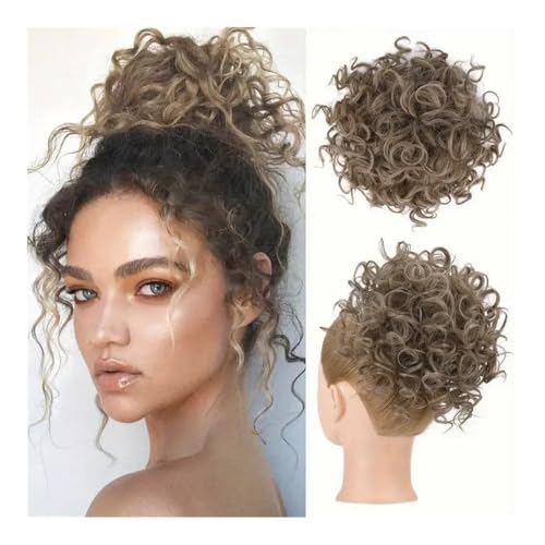 Haarteile und Extensions mit natürlichem Look, Damen-Haarknoten mit lockigem Haar, europäischer und amerikanischer unordentlicher, kleiner, gekräuselter Kunstfaser-Perücken-Haarschmuck mit Kordelzug, von Glamour Haven
