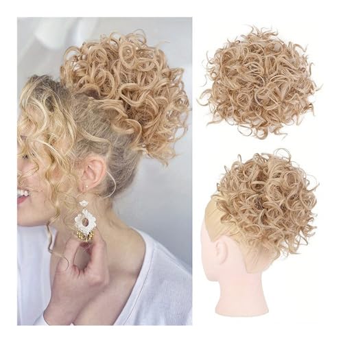 Haarteile und Extensions mit natürlichem Look, Damen-Haarknoten mit lockigem Haar, europäischer und amerikanischer unordentlicher, kleiner, gekräuselter Kunstfaser-Perücken-Haarschmuck mit Kordelzug, von Glamour Haven