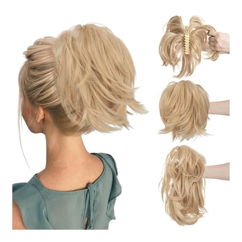 Haarteile und Extensions mit natürlichem Look, Damen-Pferdeschwanz, kurze Klemme, lockiges Haar, Pferdeschwanz, verstellbarer Haarring, flauschiges Perückenhaar,Clip-In-Pferdeschwanz-Extensions aus E von Glamour Haven