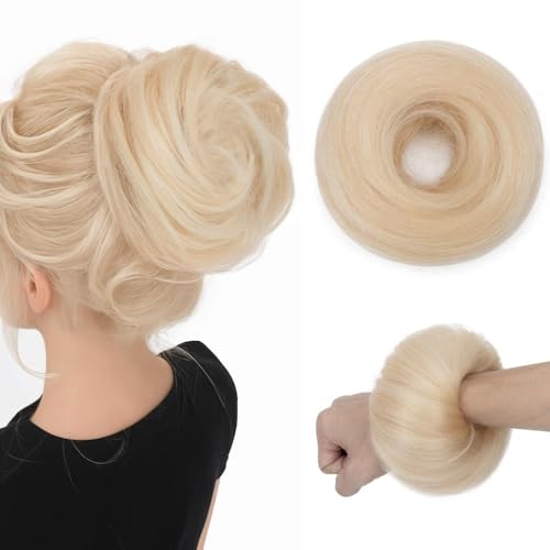 Haarteile und Extensions mit natürlichem Look, Echthaar, unordentlicher Dutt, Haargummis, Hochsteckfrisur, Pferdeschwanz-Verlängerung for Frauen und Mädchen,Clip-In-Pferdeschwanz-Extensions aus Echth von Solunovia