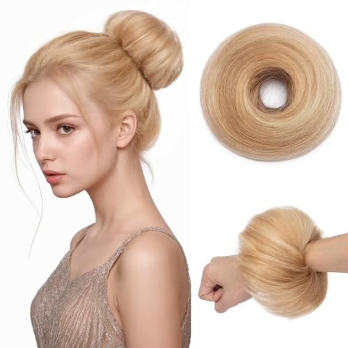 Haarteile und Extensions mit natürlichem Look, Echthaar, unordentlicher Dutt, Haargummis, Hochsteckfrisur, Pferdeschwanz-Verlängerung for Frauen und Mädchen,Clip-In-Pferdeschwanz-Extensions aus Echth von Glamour Haven