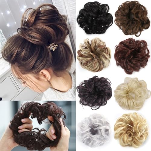 Haarteile und Extensions mit natürlichem Look, Elastischer Haar-Donut for Pferdeschwanz-, Hochsteck- und Dutt-Frisuren, Volumenverstärker for Frauen,Clip-In-Pferdeschwanz-Extensions aus Echthaar(Gray von Glamour Haven