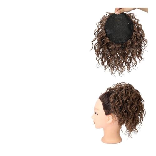 Haarteile und Extensions mit natürlichem Look, Elastischer unordentlicher Dutt for Frauen, lockiges synthetisches Pferdeschwanz-Haarteil,Clip-In-Pferdeschwanz-Extensions aus Echthaar(Brown) von Glamour Haven