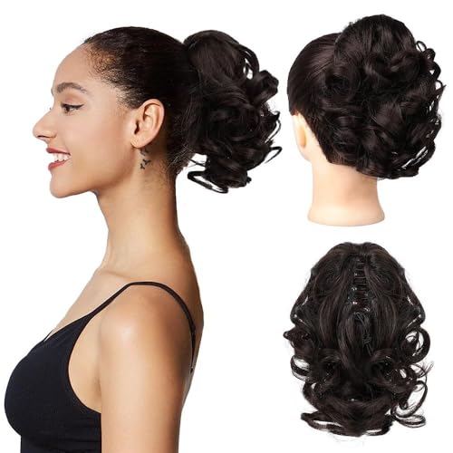 Haarteile und Extensions mit natürlichem Look, Flauschige Haarklammer for Damen for voluminösen Pferdeschwanz und Dutt. Vielseitiges und stylisches Haar-Accessoire,Clip-In-Pferdeschwanz-Extensions au von Glamour Haven