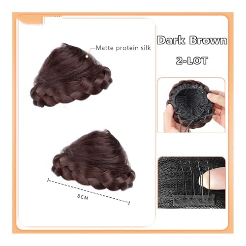 Haarteile und Extensions mit natürlichem Look, Flauschige Kugelkopfperücke mit Hühnerfeder-Krallenclip-Dutt for Damen,Clip-In-Pferdeschwanz-Extensions aus Echthaar(Dark Brown) von Glamour Haven