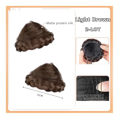 Haarteile und Extensions mit natürlichem Look, Flauschige Kugelkopfperücke mit Hühnerfeder-Krallenclip-Dutt for Damen,Clip-In-Pferdeschwanz-Extensions aus Echthaar(Light Brown) von Glamour Haven