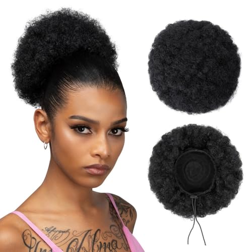 Haarteile und Extensions mit natürlichem Look, Flauschige Perückentasche mit Kordelzug for Damen – Aufbewahrung for lockige Haarknoten und Haare auf Reisen,Clip-In-Pferdeschwanz-Extensions aus Echtha von Glamour Haven