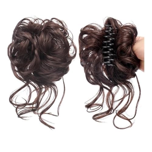 Haarteile und Extensions mit natürlichem Look, Flauschiger Haarclip im Ringstil for Damen – Haar-Accessoire mit Blumenknospen und Kugelkopf,Clip-In-Pferdeschwanz-Extensions aus Echthaar(Medium brown) von Glamour Haven