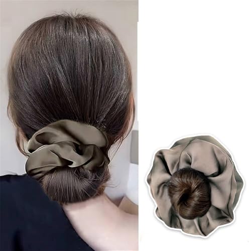 Haarteile und Extensions mit natürlichem Look, Hitzebeständige Haargummis aus Kunsthaar – Donut-Dutt-Chignon for Damen,Clip-In-Pferdeschwanz-Extensions aus Echthaar(Brown) von Glamour Haven