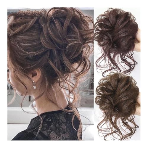 Haarteile und Extensions mit natürlichem Look, Hitzebeständige Perücke aus Kunsthaar for Damen, unsichtbar, flauschig, mit Kugelkopf,Clip-In-Pferdeschwanz-Extensions aus Echthaar(Gold) von Solunovia