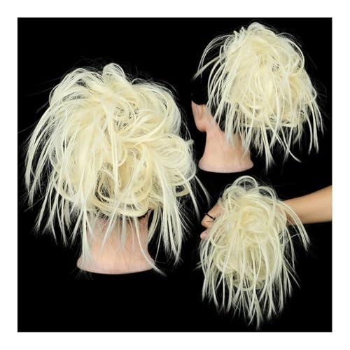Haarteile und Extensions mit natürlichem Look, Kurze, lockige Chignon-Haarteile for Frauen, inklusive Gummiband und synthetischem Haargummi,Clip-In-Pferdeschwanz-Extensions aus Echthaar(Bright gold) von Glamour Haven