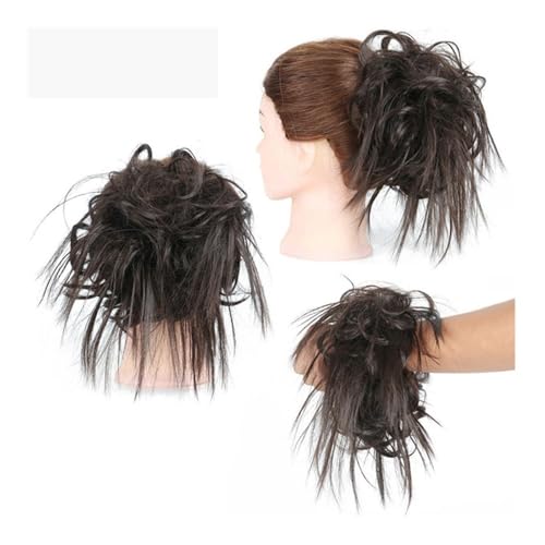 Haarteile und Extensions mit natürlichem Look, Kurze, lockige Chignon-Haarteile for Frauen, inklusive Gummiband und synthetischem Haargummi,Clip-In-Pferdeschwanz-Extensions aus Echthaar(Brown) von Glamour Haven