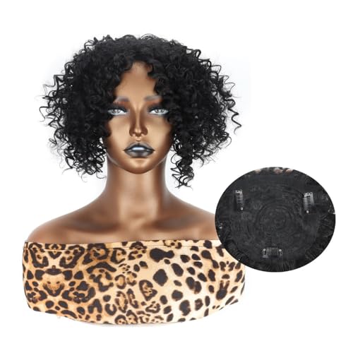 Haarteile und Extensions mit natürlichem Look, Messy Bun Haarteil - African Curl Synthetische Perücke for Frauen,Clip-In-Pferdeschwanz-Extensions aus Echthaar(Black) von Glamour Haven