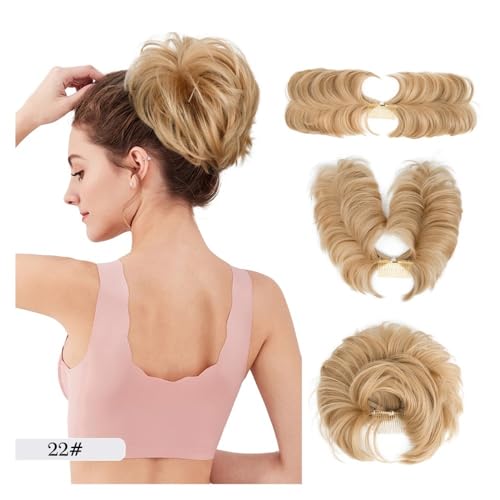 Haarteile und Extensions mit natürlichem Look, Messy Bun Haarteil Kamm Clip – Vielseitige Hochsteckfrisur for Frauen, Kurzes & Glattes Haar,Clip-In-Pferdeschwanz-Extensions aus Echthaar(Golden yellow von Glamour Haven