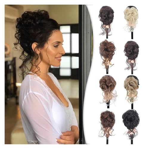 Haarteile und Extensions mit natürlichem Look, Messy Bun Haarteil mit Haarverlängerungen mit Klauenclip for Frauen,Clip-In-Pferdeschwanz-Extensions aus Echthaar(Black) von Solunovia