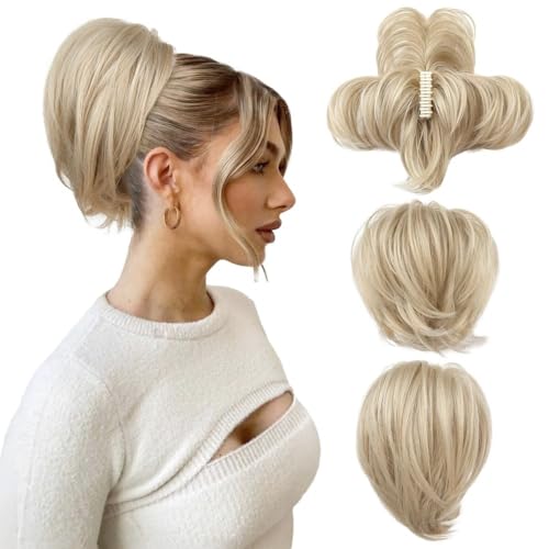 Haarteile und Extensions mit natürlichem Look, Messy Bun Haarteil mit biegbarem Metalldraht, 9 Zoll Klauenklammer for Frauen, glatter Haarknoten und Pferdeschwanzverlängerung,Clip-In-Pferdeschwanz-Ex von Solunovia