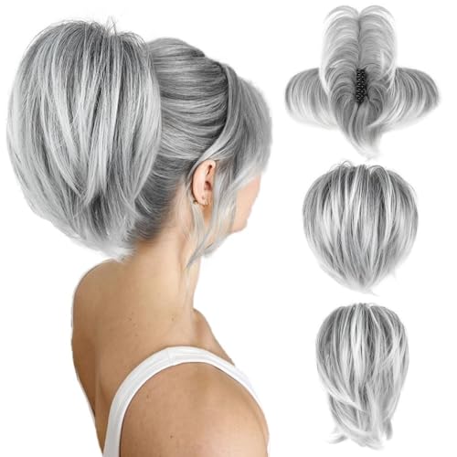 Haarteile und Extensions mit natürlichem Look, Messy Bun Haarteil mit biegbarem Metalldraht, 9 Zoll Klauenklammer for Frauen, glatter Haarknoten und Pferdeschwanzverlängerung,Clip-In-Pferdeschwanz-Ex von Solunovia