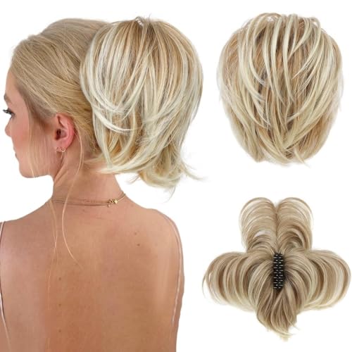 Haarteile und Extensions mit natürlichem Look, Messy Bun Haarteil mit biegbarem Metalldraht, 9 Zoll Klauenklammer for Frauen, glatter Haarknoten und Pferdeschwanzverlängerung,Clip-In-Pferdeschwanz-Ex von Solunovia