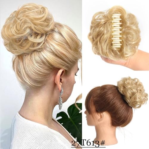Haarteile und Extensions mit natürlichem Look, Messy Bun Synthetisches Haarteil - Lockige Brauthaartasche for Frauen - Voluminöser & stylischer Look,Clip-In-Pferdeschwanz-Extensions aus Echthaar(Ash von Solunovia