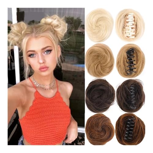 Haarteile und Extensions mit natürlichem Look, Perücke Damen Fluffy Donut Head Pod Unsichtbare kurze Halteklammer Haarknoten Haartaschen,Clip-In-Pferdeschwanz-Extensions aus Echthaar(Dark grey) von Glamour Haven