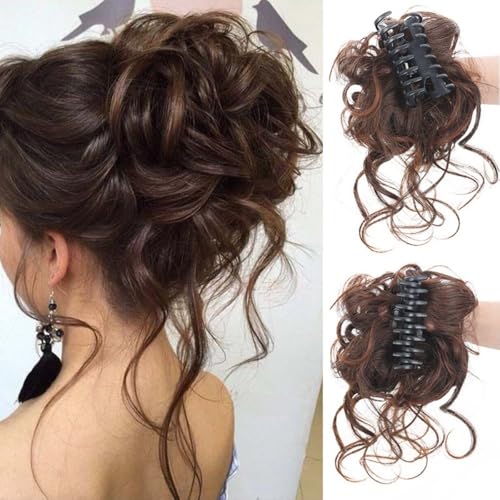 Haarteile und Extensions mit natürlichem Look, Perücken-Haarbänder for Frauen mit langem Haar, bequem und stylisch,Clip-In-Pferdeschwanz-Extensions aus Echthaar(Brown yellow) von Glamour Haven