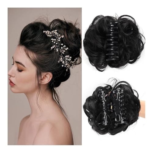 Haarteile und Extensions mit natürlichem Look, Sicherer Haarknoten-Clip for Frauen – Hochsteckfrisur-Volumizer und Party-Accessoire,Clip-In-Pferdeschwanz-Extensions aus Echthaar(Black) von Glamour Haven
