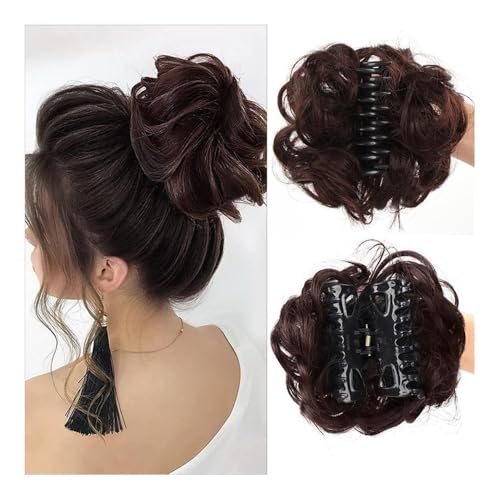 Haarteile und Extensions mit natürlichem Look, Sicherer Haarknoten-Clip for Frauen – Hochsteckfrisur-Volumizer und Party-Accessoire,Clip-In-Pferdeschwanz-Extensions aus Echthaar(Dark red) von Glamour Haven