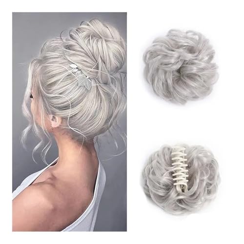 Haarteile und Extensions mit natürlichem Look, Sicherer Haarknoten-Clip for Frauen – Hochsteckfrisur-Volumizer und Party-Accessoire,Clip-In-Pferdeschwanz-Extensions aus Echthaar(Gray) von Glamour Haven