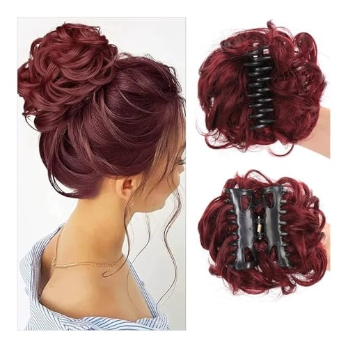 Haarteile und Extensions mit natürlichem Look, Sicherer Haarknoten-Clip for Frauen – Hochsteckfrisur-Volumizer und Party-Accessoire,Clip-In-Pferdeschwanz-Extensions aus Echthaar(Red) von Glamour Haven