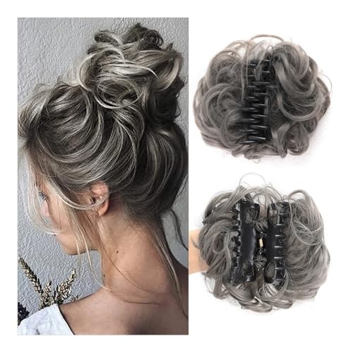 Haarteile und Extensions mit natürlichem Look, Sicherer Haarknoten-Clip for Frauen – Hochsteckfrisur-Volumizer und Party-Accessoire,Clip-In-Pferdeschwanz-Extensions aus Echthaar(Silver gray) von Glamour Haven