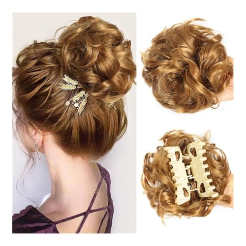 Haarteile und Extensions mit natürlichem Look, Sicherer Haarknoten-Clip for Frauen – Hochsteckfrisur-Volumizer und Party-Accessoire,Clip-In-Pferdeschwanz-Extensions aus Echthaar(Yellow) von Glamour Haven