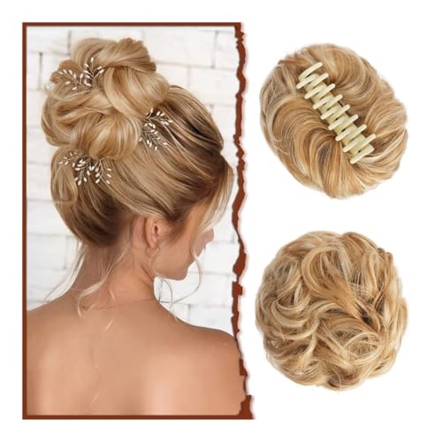 Haarteile und Extensions mit natürlichem Look, Synthetische Haarklammer for Damen – gewellter, lockiger, unordentlicher Dutt, zerzaustes Hochsteckfrisur-Haar-Accessoire,Clip-In-Pferdeschwanz-Extensio von Glamour Haven
