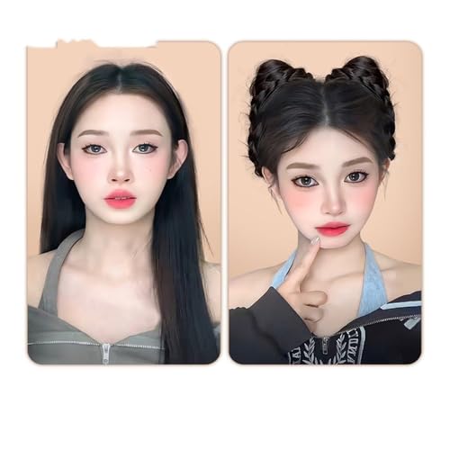 Haarteile und Extensions mit natürlichem Look, Synthetische Katzenohrperücke for Anklipsen mit Dutt for Damen,Clip-In-Pferdeschwanz-Extensions aus Echthaar(Light brown) von Solunovia