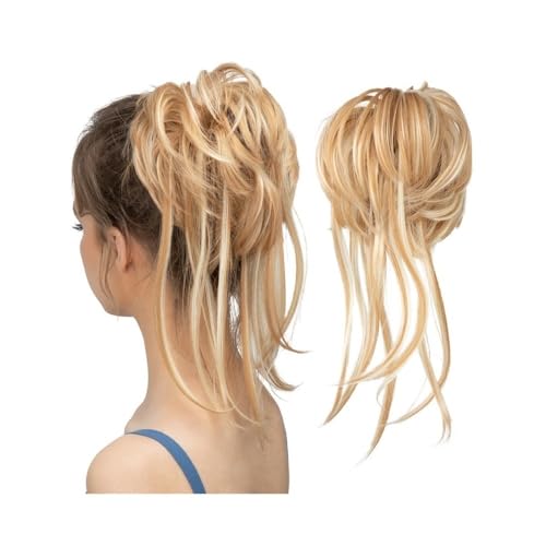 Haarteile und Extensions mit natürlichem Look, Synthetische elastische unordentliche Dutt-Haarteile lockiges Haargummi schwarz blond braun Chignon Band Hochsteckfrisur Donut for Frauen gefälschtes Haa Haarteile und Extensions mit natürlichem Look, Synthetische elastische unordentliche Dutt-Haarteile lockiges Haargummi schwarz blond braun Chignon Band Hochsteckfrisur Donut for Frauen gefälschtes Haa von Glamour Haven
