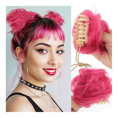 Haarteile und Extensions mit natürlichem Look, Synthetischer gewellter Haarknoten, Pferdeschwanzverlängerung mit Klauenclip for Frauen,Clip-In-Pferdeschwanz-Extensions aus Echthaar(Orange) von Glamour Haven