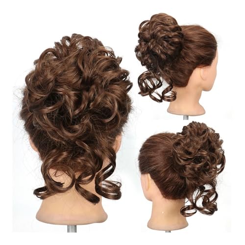 Haarteile und Extensions mit natürlichem Look, Synthetisches Messy Bun-Haarteil for Frauen, gewellte, lockige Chignon-Pferdeschwanz-Haargummis,Clip-In-Pferdeschwanz-Extensions aus Echthaar(Dark brown von Glamour Haven