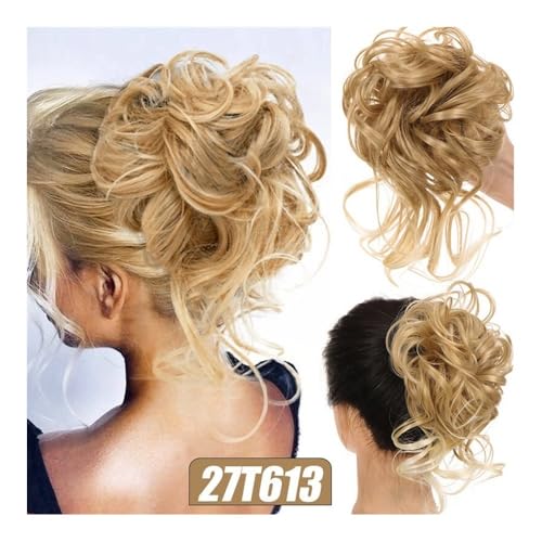 Haarteile und Extensions mit natürlichem Look, Synthetisches Messy Bun-Haarteil for Frauen, gewellte, lockige Chignon-Pferdeschwanz-Haargummis,Clip-In-Pferdeschwanz-Extensions aus Echthaar(Gold brown von Glamour Haven