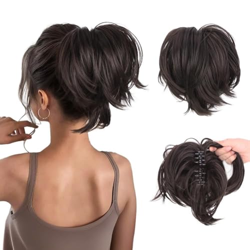 Haarteile und Extensions mit natürlichem Look, Voluminöses hitzebeständiges Haar-Accessoire for Damen in Form eines Dutts und eines Pferdeschwanzes,Clip-In-Pferdeschwanz-Extensions aus Echthaar(Brown Haarteile und Extensions mit natürlichem Look, Voluminöses hitzebeständiges Haar-Accessoire for Damen in Form eines Dutts und eines Pferdeschwanzes,Clip-In-Pferdeschwanz-Extensions aus Echthaar(Brown von Glamour Haven