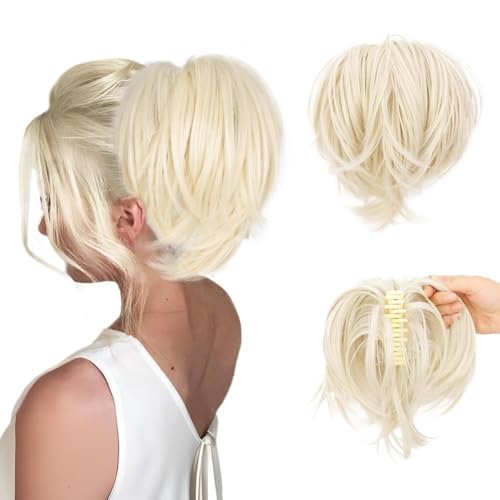 Haarteile und Extensions mit natürlichem Look, Voluminöses hitzebeständiges Haar-Accessoire for Damen in Form eines Dutts und eines Pferdeschwanzes,Clip-In-Pferdeschwanz-Extensions aus Echthaar(White Haarteile und Extensions mit natürlichem Look, Voluminöses hitzebeständiges Haar-Accessoire for Damen in Form eines Dutts und eines Pferdeschwanzes,Clip-In-Pferdeschwanz-Extensions aus Echthaar(White von Glamour Haven