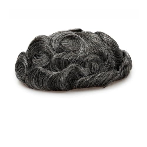 Männer mit perücke. Basis Langlebige Bleach Einzelknoten Männer Perücke Echthaar Haaransatz Toupet Prothese Spitze & Pu Männliche Perücke Haar System Einheit Du musst doch mehr sein, jeden tag(40% gra von Solunovia