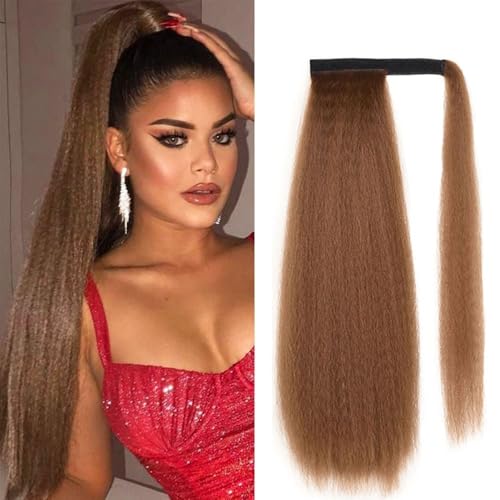 Natürlich aussehende Pferdeschwanzverlängerung, Kinky Straight Long Ponytail Synthetic Drawstring Ponytail Clip in Hair Extension for schwarze Frauen, Dicke und natürlich aussehende Haarverlängerunge von Glamour Haven