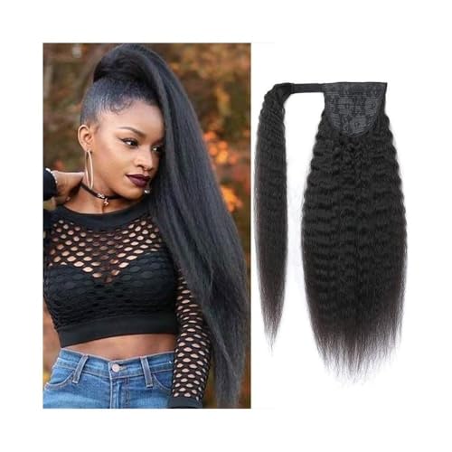 Natürlich aussehende Pferdeschwanzverlängerung, Schwarze Damen-Pferdeschwanz-Verlängerung aus brasilianischem Echthaar mit magischer Paste, Dicke und natürlich aussehende Haarverlängerunge(26inches) von Glamour Haven